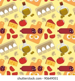 Vector image. Seamless background. Food - the ingredients for pizza