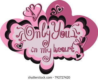Vector image and seamless pattern for design 14 February, Multi-colored hearts with inscriptions for girl and guy, on a transparent background
