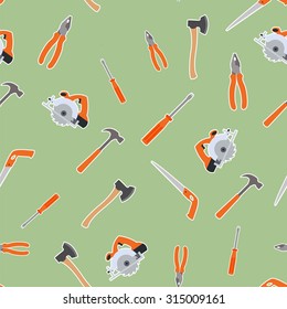 Vector image of a seamless pattern with diffirent tools for home work