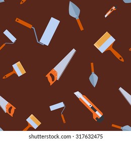 Vector image of a seamless pattern with diffirent tools for home work