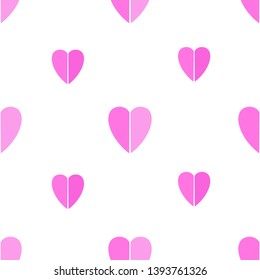 vector image seamless pattern of pink hearts isolated on white background,gift wrapping,card printing,texture background