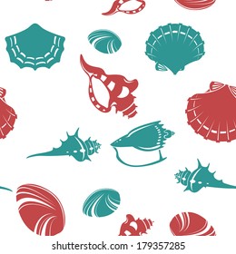 Vector image of seamless pattern with shell