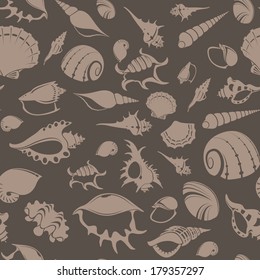 Vector image of seamless pattern with shell