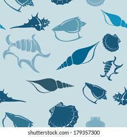 Vector image of seamless pattern with shell
