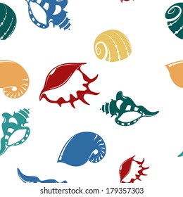 Vector image of seamless pattern with shell