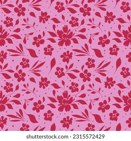 Vector image seamless pattern trendy viva magenta abstract rose