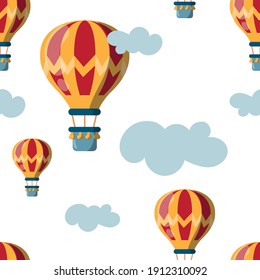 Vector image. Seamless repeating pattern of a fun air balloon.