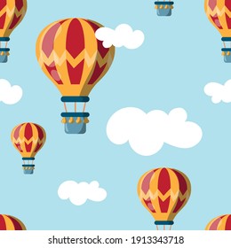 Vector image. Seamless repeating pattern of a fun air balloon.