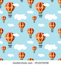 Vector image. Seamless repeating pattern of a fun air balloon.