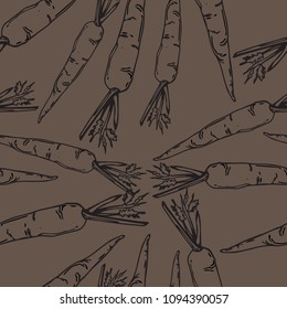 Vector image. Seamless texture. Silhouette, drawing by a carrot liner on a gray background.