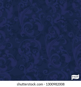 Vector image. Seamless Vintage Pattern. Blue floral scrolls pattern for design.