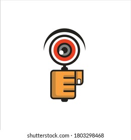 a vector image of search / hand holding a magnifying glass.