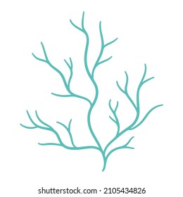 Vector image of seaweed, logo symbol. Element of underwater flora and fauna, hand-drawn.