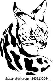 Vector image of Serval in a circle .  Geometric animal. Logotype. Emblem.