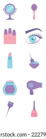 vector image set of 10 beauty icons with white background