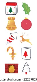 vector image set of 10 christmas icons with white background