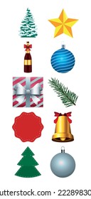 vector image set of 10 christmas icons with white background