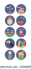 vector image set of 10 culture of india icons with white background