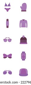 vector image set of 10 fashion icons with white background