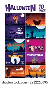 imagen vectorial. conjunto de 10 imágenes del día de las brujas