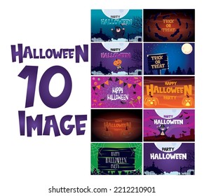 vector image. set of 10 images of the day of the witches