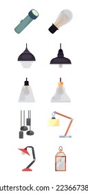vector image set of 10 lighting lamp icons with white background