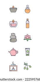 vector image set of 10 spa icons with white background