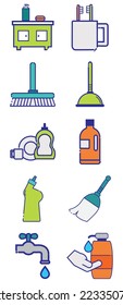 vector image set of 10 toilet icons on white background