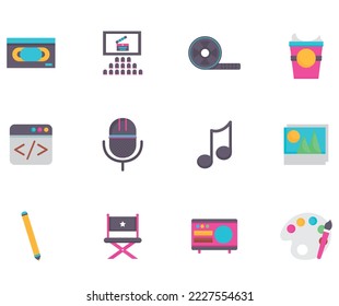 vector image set of 12 art icons with white background