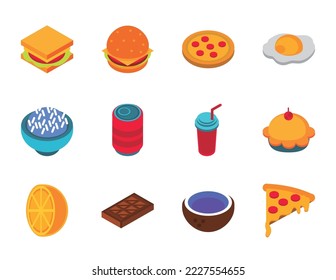 vector image set of 12 food icons with white background