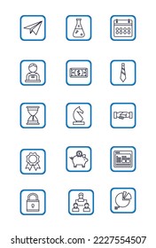 conjunto de imágenes vectoriales de 15 iconos empresariales con fondo blanco