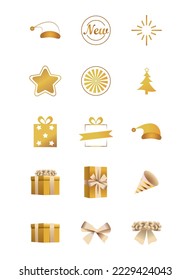 vector image set of 15 christmas icons white background