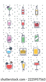 vector image set of 15 drinks image with white background