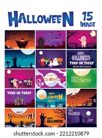 vector image. set of 15 images of the day of the witches