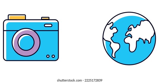 vector image set of 2 beach vacation icons with white background
