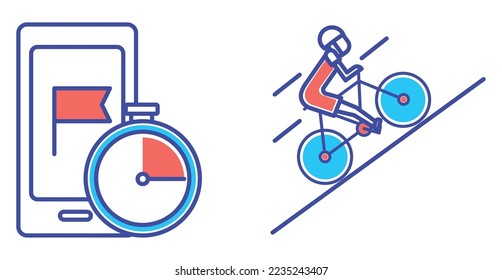 vector image set of 2 bicycle elements icons with white background