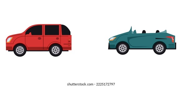 vector image set of 2 cars with white background