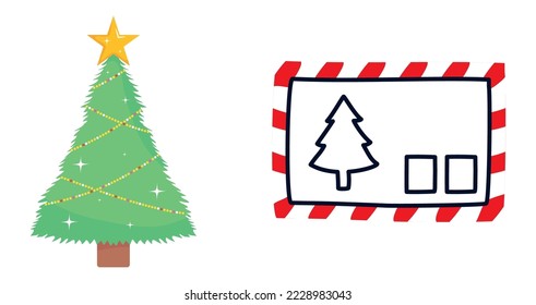 vector image set of 2 christmas icons with white background