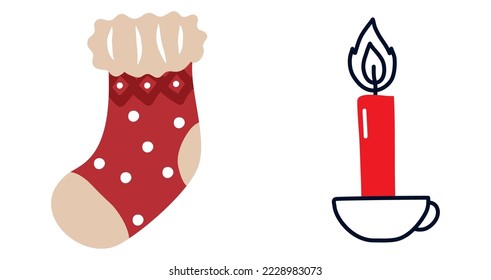 vector image set of 2 christmas icons with white background