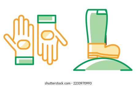 conjunto de imágenes vectoriales de 2 iconos de granja en fondo blanco