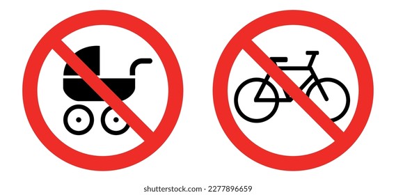vector image set of 2 forbidden icons with red lines