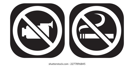 vector image set of 2 forbidden icons with black lines