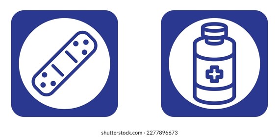 vector image set of 2 health icons with blue background and blue border