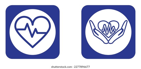 vector image set of 2 health icons with blue background and blue border