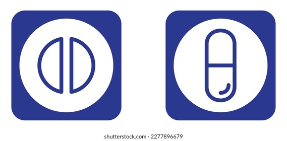 Vektorgrafik-Set von 2 Gesundheits-Symbolen mit blauem Hintergrund und blauer Grenze