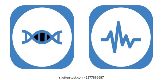 vector image set of 2 health icons with blue background and blue border