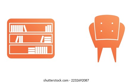 vector image set of 2 icons of household utensils on a white background