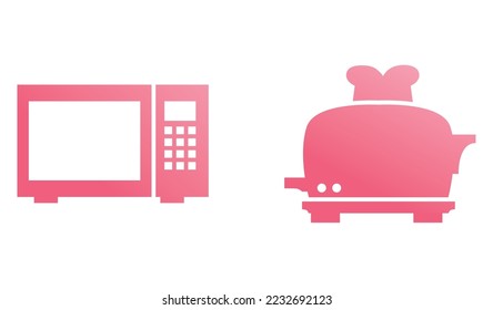 Vektorgrafik-Satz von 2 Symbolen für Haushaltsgeräte auf weißem Hintergrund
