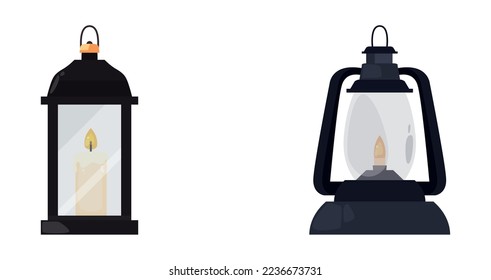 vector image set of 2 lighting lamp icons with white background