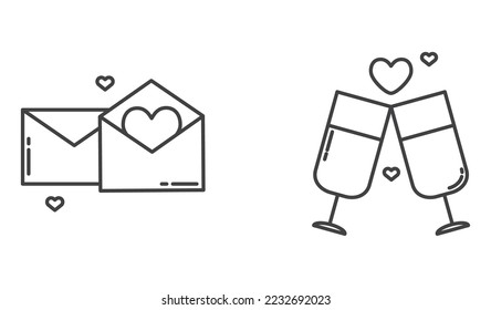 vector image set of 2 love icons with white background